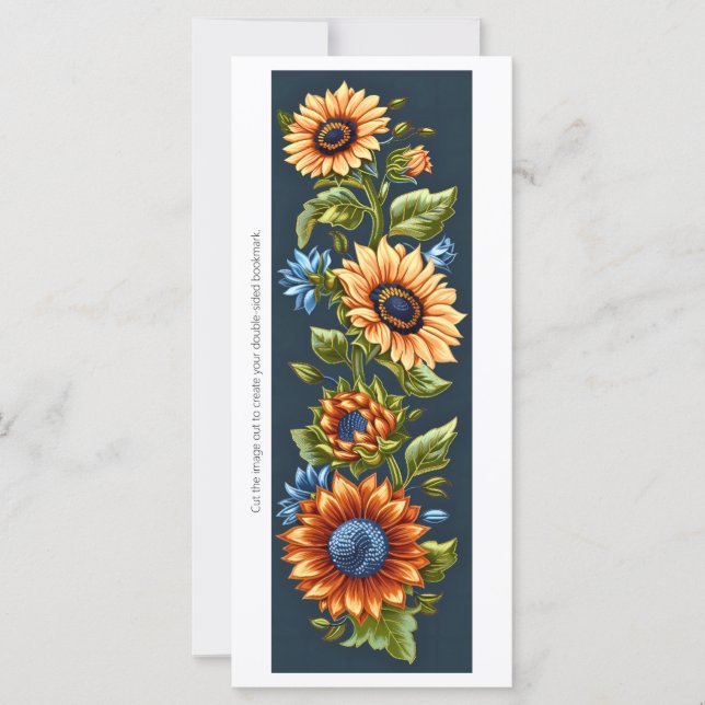 Create Your Own Golden Sunflowers Bookmark Card (Front)