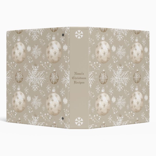 Create Your Own Golden Winter Ornaments 3 Ring Binder (Background)