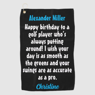 Create Your Own Golfer Birthday Custom Name Golf Towel