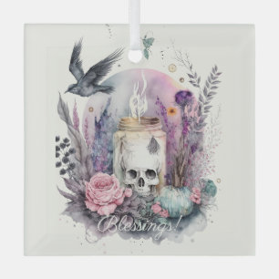 Create Your Own Gothic Autumn Floral Glass Ornament