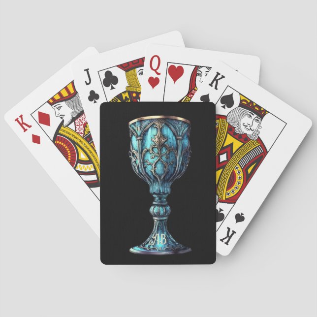 Create Your Own Gothic Blue Chalice Poker Cards (Back)