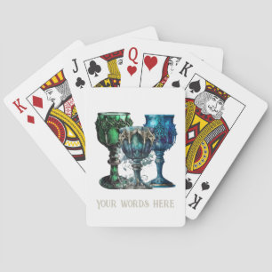Create Your Own Gothic Blue & Green Chalices Poker Cards