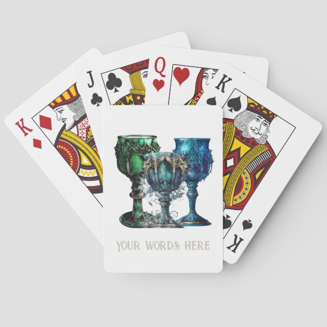 Create Your Own Gothic Blue & Green Chalices Poker Cards (Back)