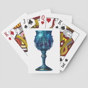 Create Your Own Gothic Blue Stone Chalice Poker Cards