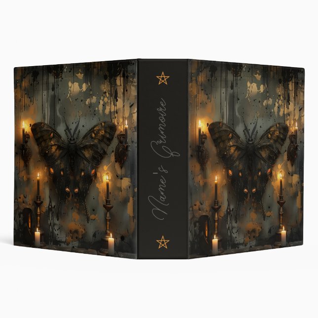 Create Your Own Gothic Candles Black Copper Moth 3 Ring Binder (Background)