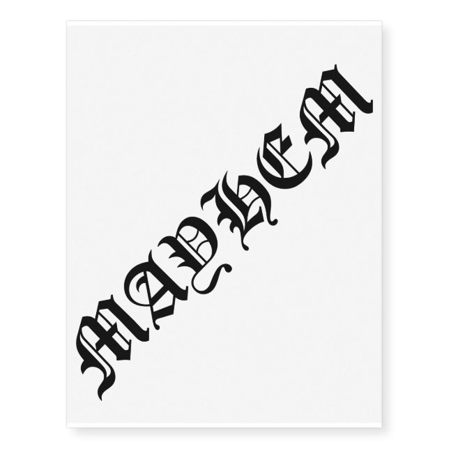Create Your Own Gothic Font Script Word Text Giant Temporary Tattoos (Front)