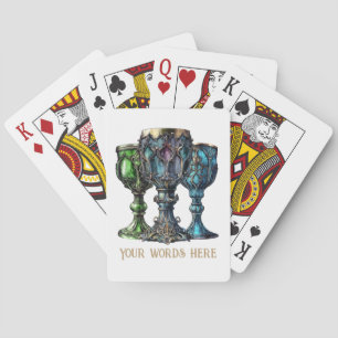 Create Your Own Gothic Green & Blue Chalices Poker Cards