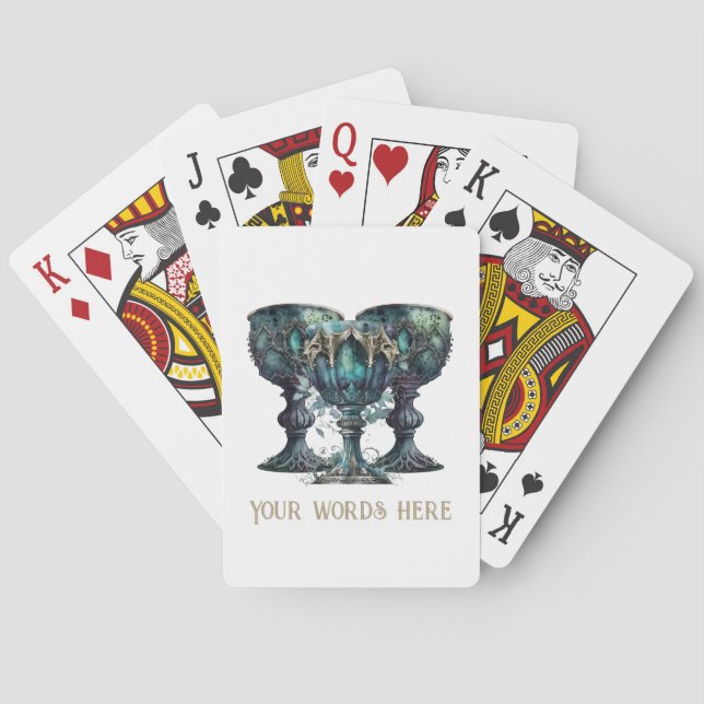 Create Your Own Gothic Green Chalices Poker Cards (Back)