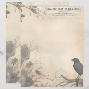 Create Your Own Gothic Raven Floral Stationery