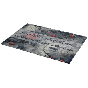 Create Your Own Gothic Red Roses Bats Grey Cutting Board