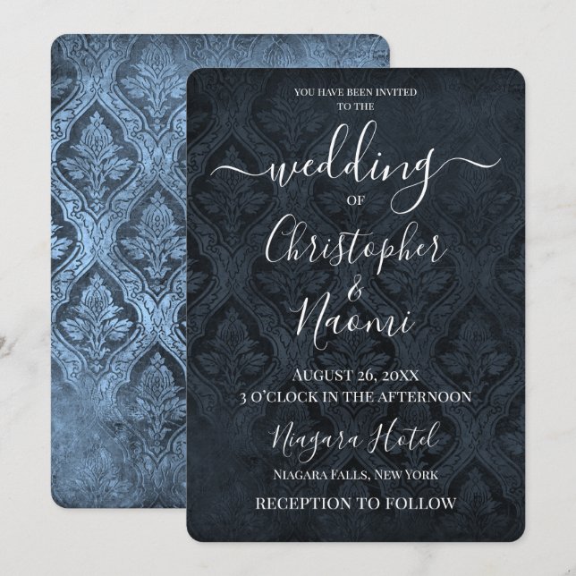 Create Your Own Gothic Rustic Damask Pattern Invitation (Front/Back)