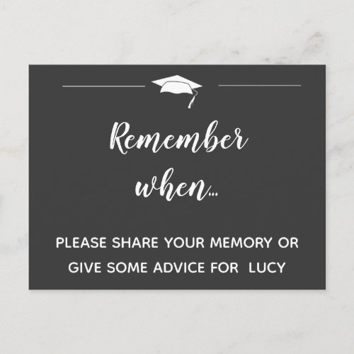 create your own GRADUATE party sign Remember when Postcard