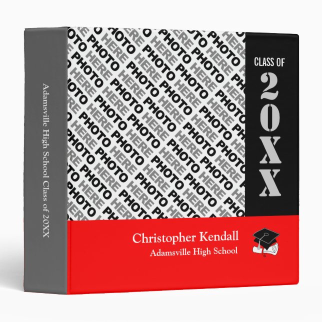 Create Your Own Graduation Binder Add Photo Red (Front/Spine)