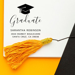 Create Your Own Graduation Cap Return Address Wood Rubber Stamp