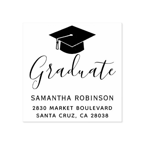 Create Your Own Graduation Cap Return Address Wood Rubber Stamp
