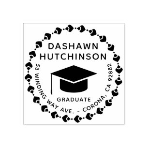 Create Your Own Graduation Circular Cap Rubber Stamp