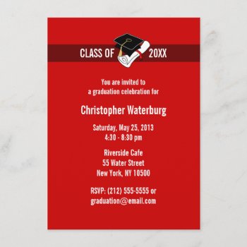 Create Your Own Graduation Invitation Red 10 by pixibition at Zazzle