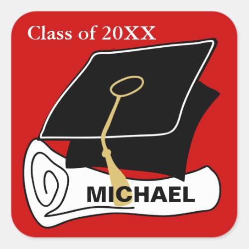 Create Your Own Graduation Sticker Cap Red