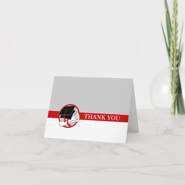 Create Your Own Graduation Thank You Card Red (Front)