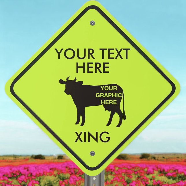 Create Your Own Graphic Neon Yellow Green Crossing Metal Sign (Creator Uploaded)