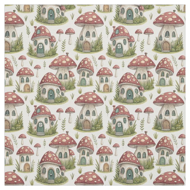 Create Your Own Grassy Fly Agaric Fairy Houses Fabric (Swatch)
