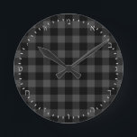 Create Your Own gray buffalo plaid Hebrew Clock<br><div class="desc">Wall Clock (HEBREW Numerals): Create Your Own buffalo plaid gray and black pattern styling - personalized professional branded clock with option to add custom logo / photo and text. Simple way to personalize your business,  create cool gifts for your family & friends for every occasion.</div>