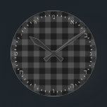 Create Your Own gray buffalo plaid Hebrew Clock<br><div class="desc">Wall Clock (HEBREW Numerals): Create Your Own buffalo plaid gray and black pattern styling - personalized professional branded clock with option to add custom logo / photo and text. Simple way to personalize your business,  create cool gifts for your family & friends for every occasion.</div>