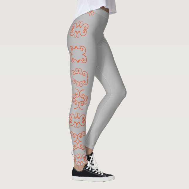 Create your own Gray Clothing floral Pattern art Leggings (Right)
