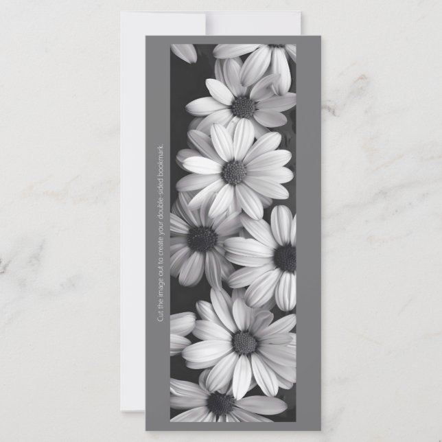 Create Your Own Gray & White Daisies Bookmark (Front)