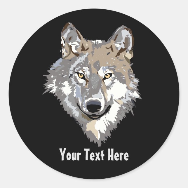 Create Your Own Gray Wolf Classic Round Sticker (Front)