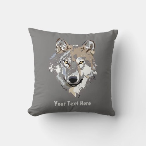 Create Your Own Gray Wolf  Throw Pillow
