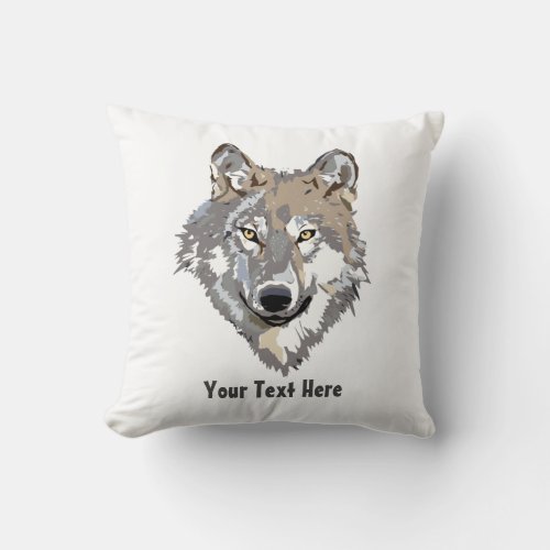 Create Your Own Gray Wolf  Throw Pillow