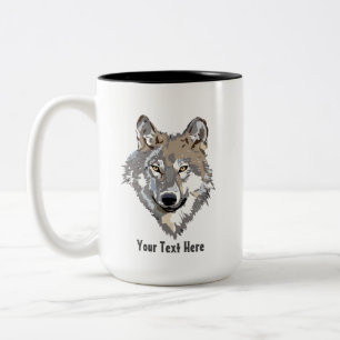 Create Your Own Gray Wolf Two-Tone Coffee Mug