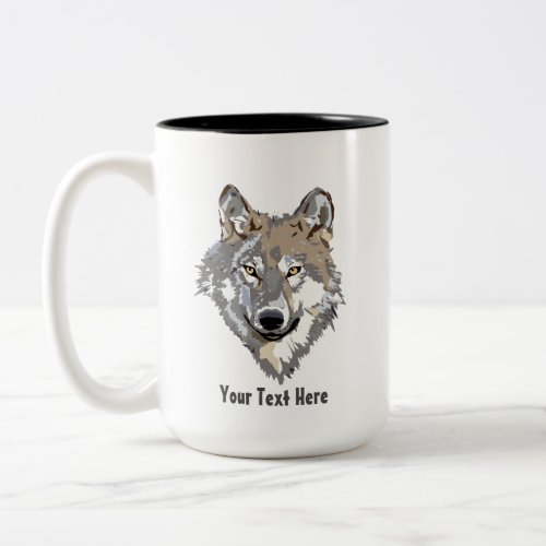 Create Your Own Gray Wolf  Two_Tone Coffee Mug