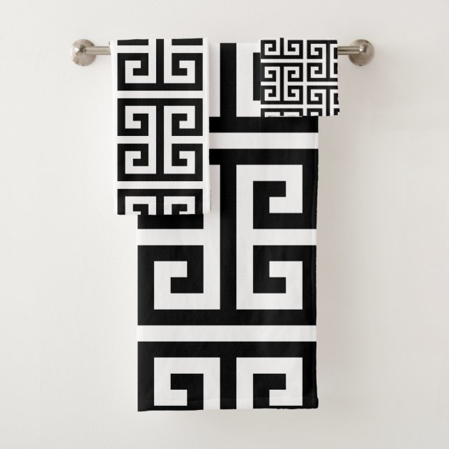 Create Your Own Greek Key Pattern Bath Towel Set (Insitu)