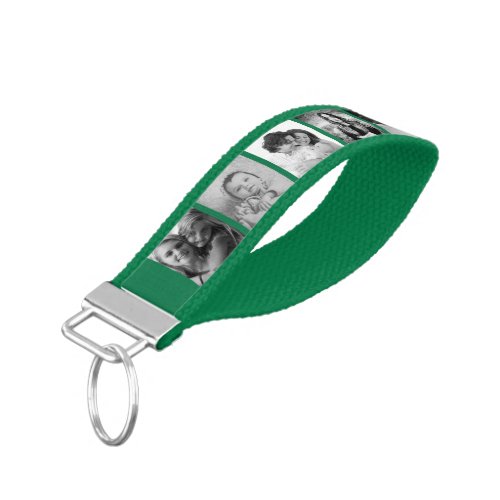 Create Your Own Green 10 Family Photo Collage Wrist Keychain