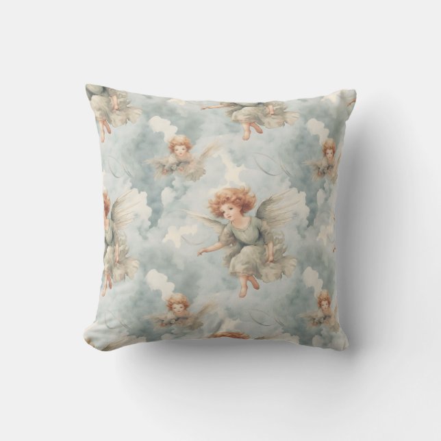 Create Your Own Green Angels Throw Pillow (Front)