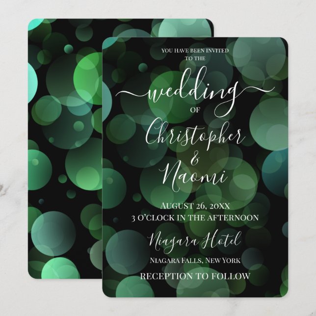 Create Your Own Green Big Bubble Bokeh Invitation (Front/Back)