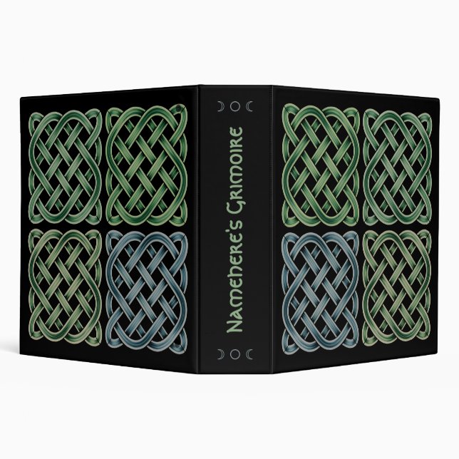 Create Your Own Green & Blue Celtic Knotwork 3 Ring Binder (Background)