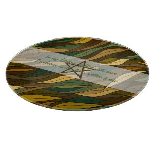Create Your Own Green Brown Leafy Waves Cutting Board