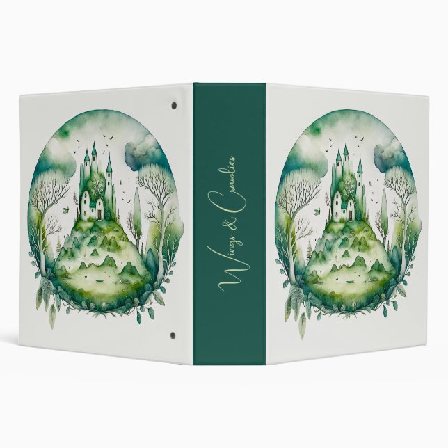 Create Your Own Green Fantasy Castle Landscape 3 Ring Binder (Background)