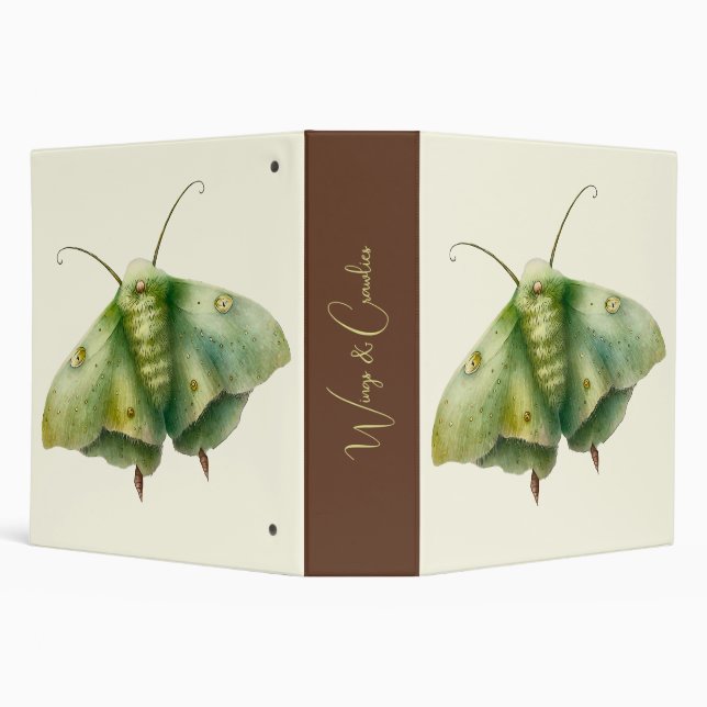 Create Your Own Green Fantasy Moth 3 Ring Binder (Background)