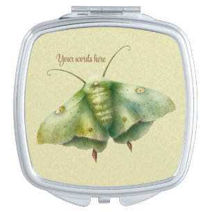 Create Your Own Green Fantasy Moth Compact Mirror