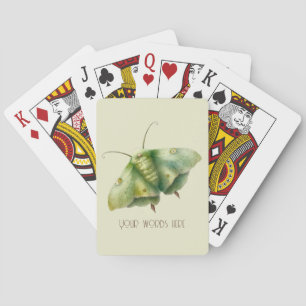 Create Your Own Green Fantasy Moth Poker Cards
