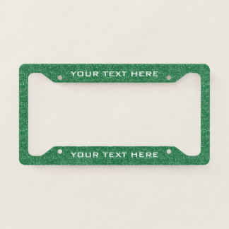 Create Your Own Green Glitter Custom   License Plate Frame