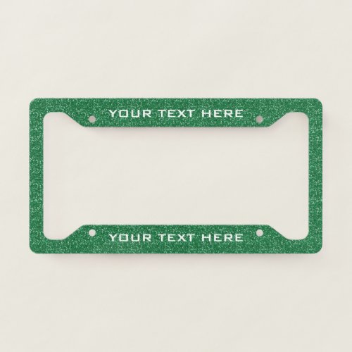 Create Your Own Green Glitter Custom   License Plate Frame