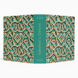 Create Your Own Green Gold Celtic Knotwork Doodle 3 Ring Binder