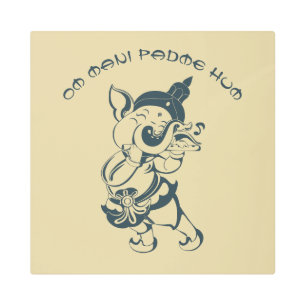 Create Your Own Green & Gold Ganesh Flute Metal Print