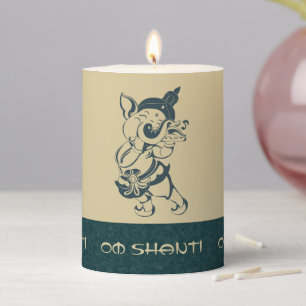 Create Your Own Green & Gold Ganesh Flute Pillar Candle