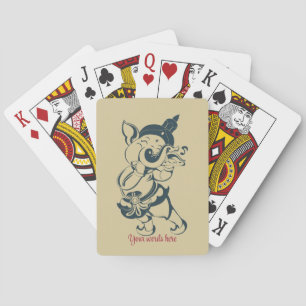 Create Your Own Green & Gold Ganesh Flute Poker Cards